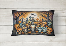 Load image into Gallery viewer, Calaveras Sugar Skulls Spooky Halloween Fabric Decorative Pillow