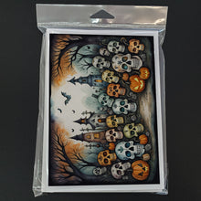 Load image into Gallery viewer, Calaveras Sugar Skulls Spooky Halloween Greeting Cards -  Blank Note Cards – 8-Pack of Artist-Designed Cards with Envelopes