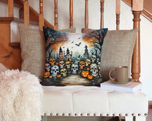 Load image into Gallery viewer, Calaveras Sugar Skulls Spooky Halloween Throw Pillow - 14x14 Decorative Pillow – Art for Your Home &amp; Patio