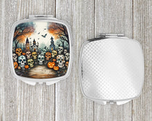 Load image into Gallery viewer, Calaveras Sugar Skulls Spooky Halloween Compact Mirror – Stylish Purse Mirror with Artistic Covers