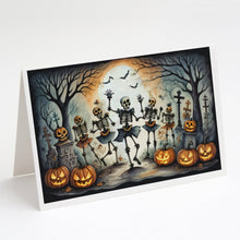 Load image into Gallery viewer, Dancing Skeletons Spooky Halloween Greeting Cards -  Blank Note Cards – 8-Pack of Artist-Designed Cards with Envelopes