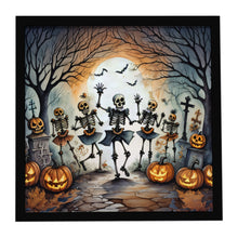 Load image into Gallery viewer, Dancing Skeletons Spooky Halloween Framed Metal Print