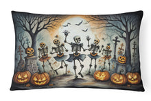 Load image into Gallery viewer, Dancing Skeletons Spooky Halloween Fabric Decorative Pillow