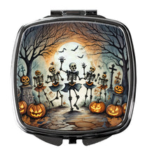 Load image into Gallery viewer, Dancing Skeletons Spooky Halloween Compact Mirror – Stylish Purse Mirror with Artistic Covers