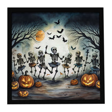 Load image into Gallery viewer, Dancing Skeletons Spooky Halloween Framed Metal Print
