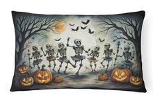 Load image into Gallery viewer, Dancing Skeletons Spooky Halloween Fabric Decorative Pillow