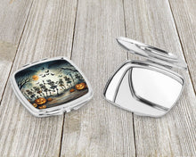 Load image into Gallery viewer, Dancing Skeletons Spooky Halloween Compact Mirror – Stylish Purse Mirror with Artistic Covers