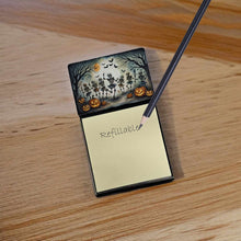 Load image into Gallery viewer, Dancing Skeletons Spooky Halloween Sticky Note Holder- Refiilable Desk Accessory Note Pad