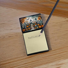 Load image into Gallery viewer, Day of the Dead Spooky Halloween Sticky Note Holder- Refiilable Desk Accessory Note Pad