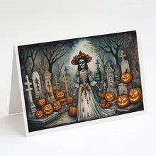 Load image into Gallery viewer, La Catrina Skeleton Spooky Halloween Greeting Cards -  Blank Note Cards – 8-Pack of Artist-Designed Cards with Envelopes