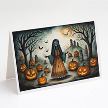 Load image into Gallery viewer, La Llorona Skeleton Spooky Halloween Greeting Cards -  Blank Note Cards – 8-Pack of Artist-Designed Cards with Envelopes
