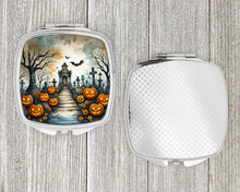 Load image into Gallery viewer, Marigold Spooky Halloween Compact Mirror – Stylish Purse Mirror with Artistic Covers