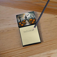 Load image into Gallery viewer, Marigold Spooky Halloween Sticky Note Holder- Refiilable Desk Accessory Note Pad