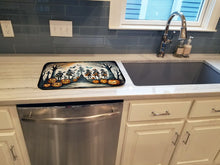 Load image into Gallery viewer, Mariachi Skeleton Band Spooky Halloween Dish Drying Mat
