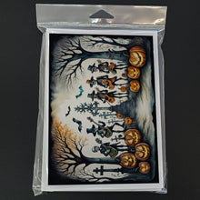 Load image into Gallery viewer, Mariachi Skeleton Band Spooky Halloween Greeting Cards -  Blank Note Cards – 8-Pack of Artist-Designed Cards with Envelopes
