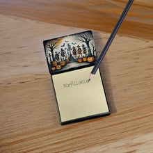 Load image into Gallery viewer, Mariachi Skeleton Band Spooky Halloween Sticky Note Holder- Refiilable Desk Accessory Note Pad