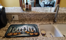 Load image into Gallery viewer, Mariachi Skeleton Band Spooky Halloween Dish Drying Mat