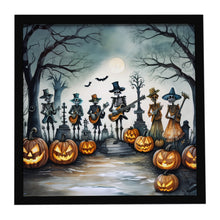 Load image into Gallery viewer, Mariachi Skeleton Band Spooky Halloween Framed Metal Print