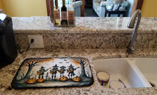 Load image into Gallery viewer, Mariachi Skeleton Band Spooky Halloween Dish Drying Mat