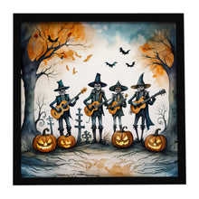 Load image into Gallery viewer, Mariachi Skeleton Band Spooky Halloween Framed Metal Print