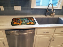 Load image into Gallery viewer, Papel Picado Skeletons Spooky Halloween Dish Drying Mat