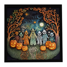 Load image into Gallery viewer, Papel Picado Skeletons Spooky Halloween Framed Metal Print