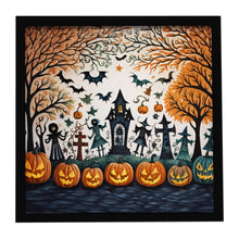 Load image into Gallery viewer, Papel Picado Skeletons Spooky Halloween Framed Metal Print