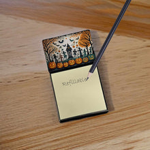 Load image into Gallery viewer, Papel Picado Skeletons Spooky Halloween Sticky Note Holder- Refiilable Desk Accessory Note Pad