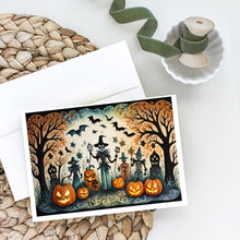 Load image into Gallery viewer, Papel Picado Skeletons Spooky Halloween Greeting Cards -  Blank Note Cards – 8-Pack of Artist-Designed Cards with Envelopes