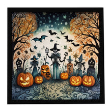 Load image into Gallery viewer, Papel Picado Skeletons Spooky Halloween Framed Metal Print