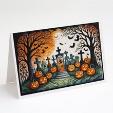 Load image into Gallery viewer, Papel Picado Skeletons Spooky Halloween Greeting Cards -  Blank Note Cards – 8-Pack of Artist-Designed Cards with Envelopes