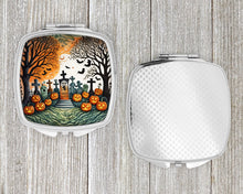 Load image into Gallery viewer, Papel Picado Skeletons Spooky Halloween Compact Mirror – Stylish Purse Mirror with Artistic Covers