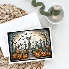 Load image into Gallery viewer, Pet Cemetery Spooky Halloween Greeting Cards -  Blank Note Cards – 8-Pack of Artist-Designed Cards with Envelopes