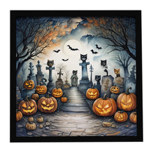 Load image into Gallery viewer, Cat Cemetery Spooky Halloween Framed Metal Print