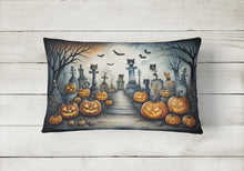 Load image into Gallery viewer, Cat Cemetery Spooky Halloween Fabric Decorative Pillow