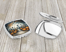 Load image into Gallery viewer, Cat Cemetery Spooky Halloween Compact Mirror – Stylish Purse Mirror with Artistic Covers