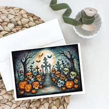 Load image into Gallery viewer, Calaveras Sugar Skulls Spooky Halloween Greeting Cards -  Blank Note Cards – 8-Pack of Artist-Designed Cards with Envelopes