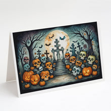 Load image into Gallery viewer, Calaveras Sugar Skulls Spooky Halloween Greeting Cards -  Blank Note Cards – 8-Pack of Artist-Designed Cards with Envelopes