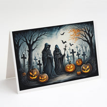 Load image into Gallery viewer, The Grim Reaper Spooky Halloween Greeting Cards -  Blank Note Cards – 8-Pack of Artist-Designed Cards with Envelopes