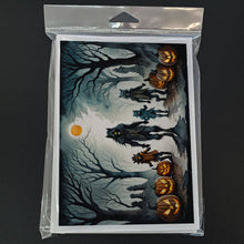 Load image into Gallery viewer, Werewolves Spooky Halloween Greeting Cards -  Blank Note Cards – 8-Pack of Artist-Designed Cards with Envelopes