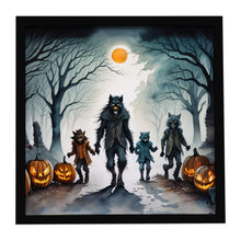 Load image into Gallery viewer, Werewolves Spooky Halloween Framed Metal Print