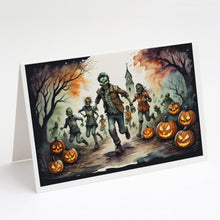 Load image into Gallery viewer, Zombies Spooky Halloween Greeting Cards -  Blank Note Cards – 8-Pack of Artist-Designed Cards with Envelopes