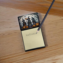 Load image into Gallery viewer, Witches Spooky Halloween Sticky Note Holder- Refiilable Desk Accessory Note Pad