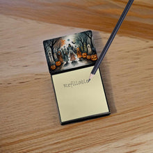 Load image into Gallery viewer, Creepy Dolls Spooky Halloween Sticky Note Holder- Refiilable Desk Accessory Note Pad
