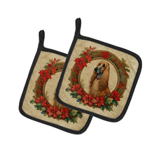 Load image into Gallery viewer, Afghan Hound Christmas Flowers Pot Holders - Set of 2 Decorative Kitchen Helpers | Made in the USA