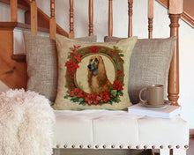 Load image into Gallery viewer, Afghan Hound Christmas Flowers Throw Pillow - 14x14 Decorative Pillow – Art for Your Home &amp; Patio