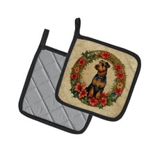 Load image into Gallery viewer, Airedale Terrier Christmas Flowers Pot Holders - Set of 2 Decorative Kitchen Helpers | Made in the USA