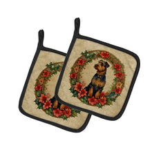 Load image into Gallery viewer, Airedale Terrier Christmas Flowers Pot Holders - Set of 2 Decorative Kitchen Helpers | Made in the USA