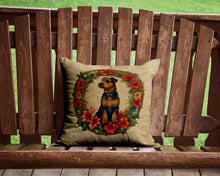 Load image into Gallery viewer, Airedale Terrier Christmas Flowers Throw Pillow - 14x14 Decorative Pillow – Art for Your Home &amp; Patio