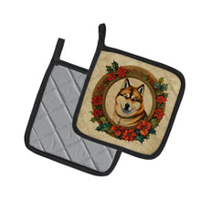 Load image into Gallery viewer, Akita Christmas Flowers Pot Holders - Set of 2 Decorative Kitchen Helpers | Made in the USA